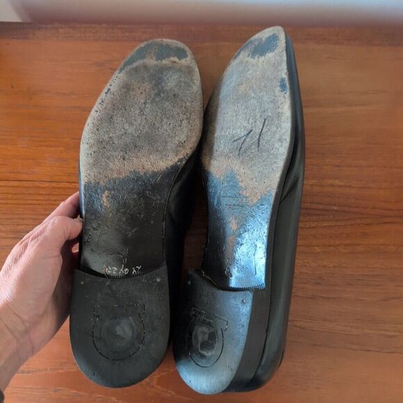 Salvatore Ferragamo Black Dress Moccasin Gancini Leather Loafers Size 13 D Italy - Picture 7 of 10